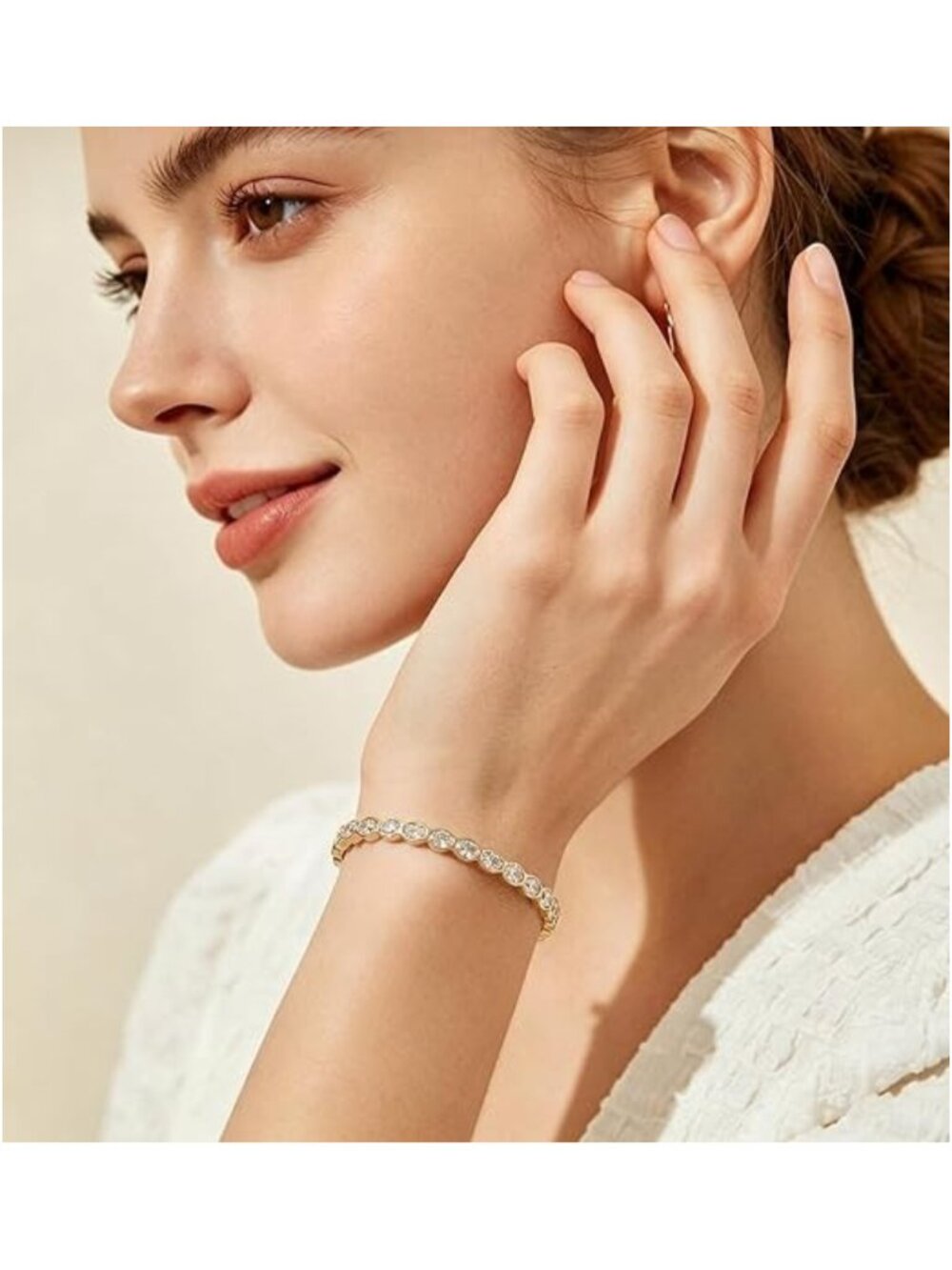5.5 CTW Moissanite Bangle Bracelet 14K Gold Plated Brass GRA D VVS1 NWT - Picture 3 of 8